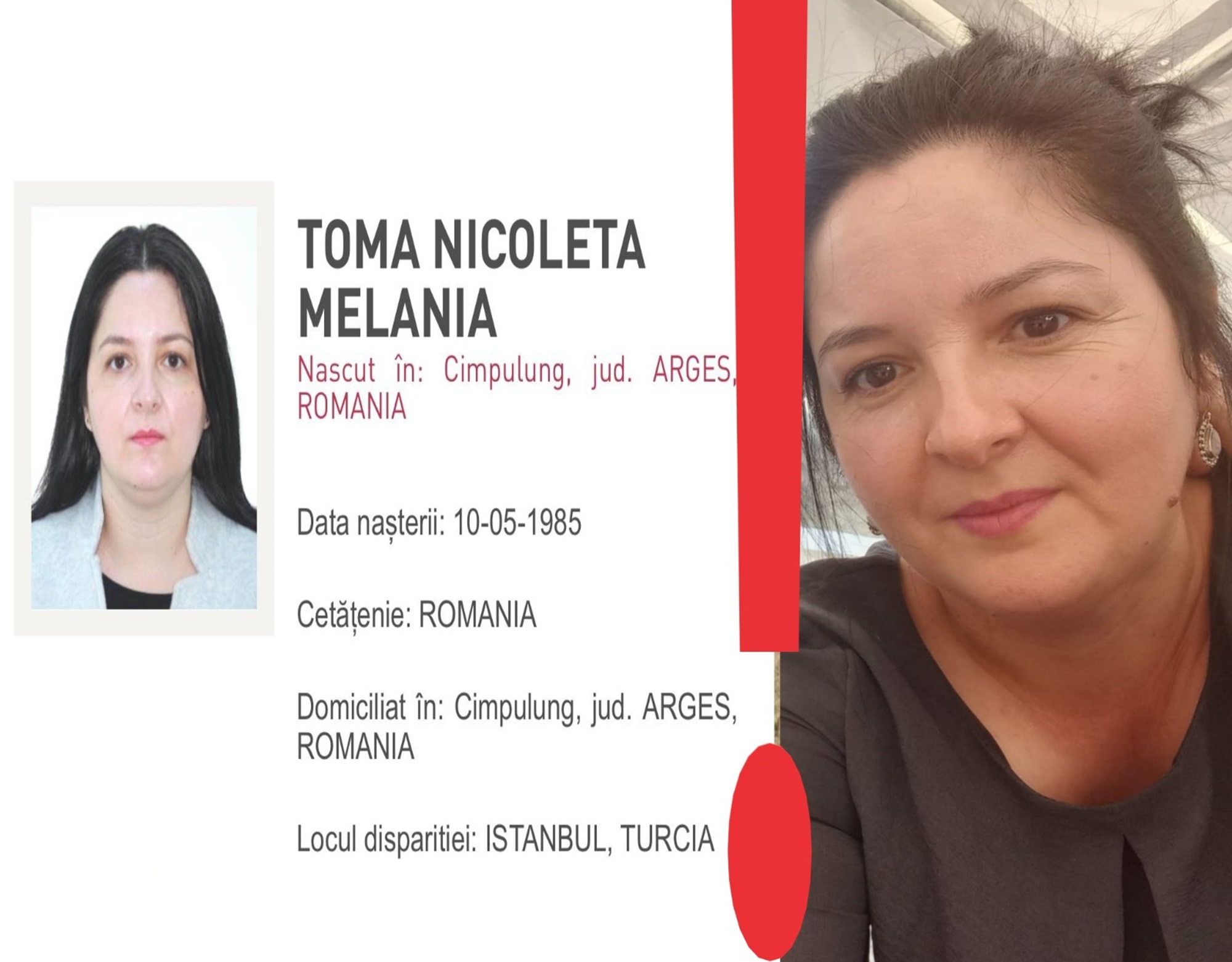 Melania Nicoleta Toma a dispărut în Turcia. Familia o caută și cere ajutorul tuturor